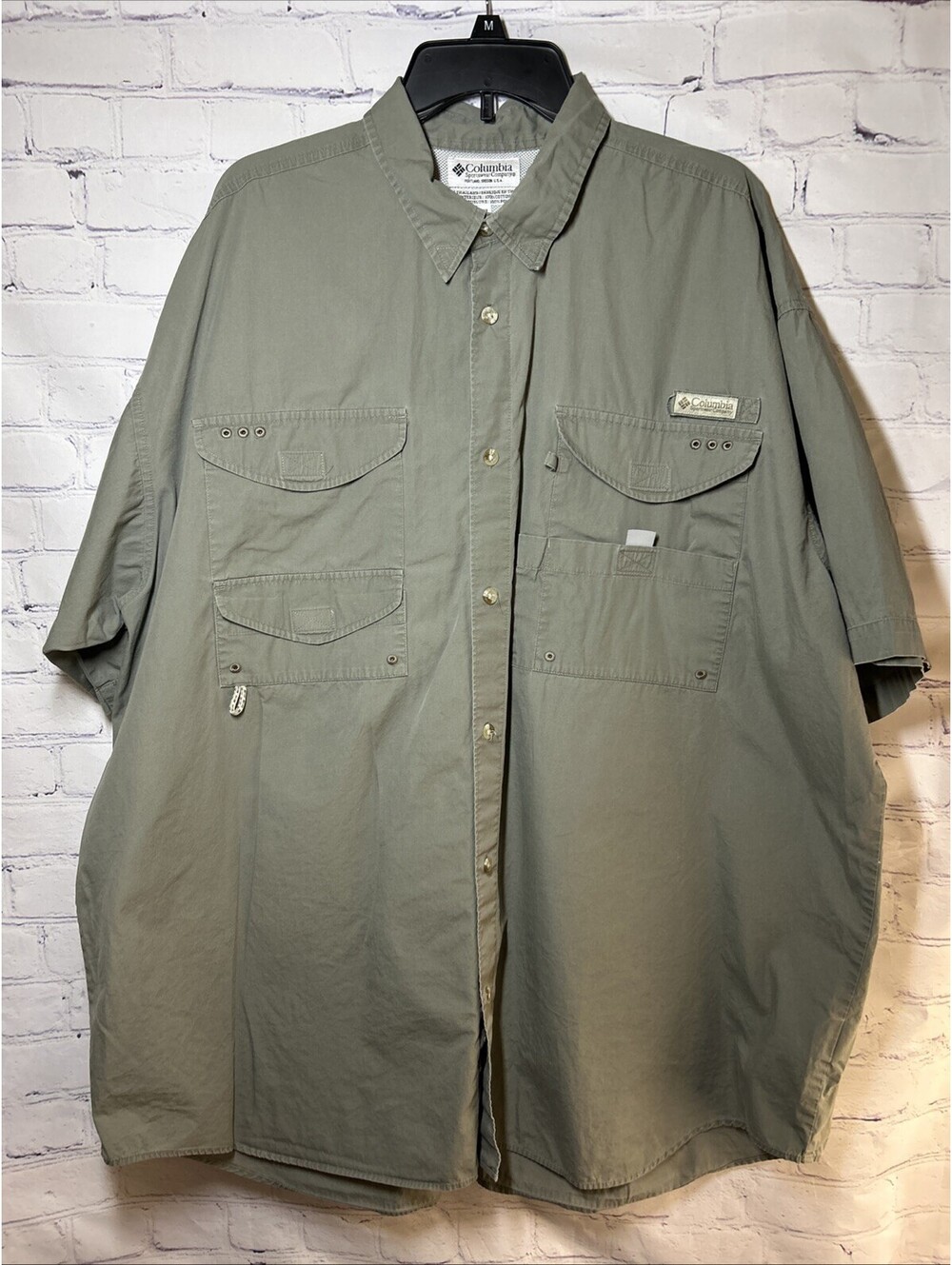 Columbia PFG Bonehead Fishing Shirt Mens 2XL Green Cotton Vented Outdoor XXL